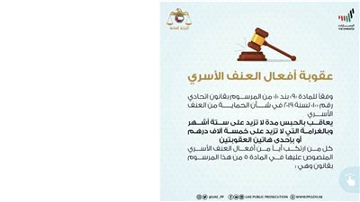 النيابة العامة للدولة توضح عقوبة أفعال العنف الأسري