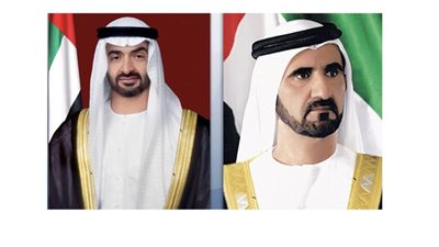 محمد بن زايد يستقبل أخاه محمد بن راشد ويتبادلان التهاني بعيد الفطر المبارك