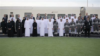 حمدان بن زايد يطَّلع على سير العمل في محطة قطار الاتحاد في مدينة المرفأ